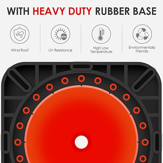 Fluorescent Orange PVC Traffic Cones, Heavy-Duty Black Base Garage Parking Lot Cones Structurally Stable Weatherproof Road Construction Safety Cones (8, Orange, 28" Large)