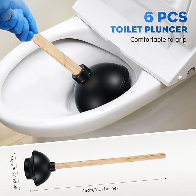 Sawysine 12 Pcs 18 Inch Toilet Plungers and 16.54 Inch Toilet Bowl Cleaning Brush Heavy Duty Commercial Plungers with Double Thrust Force Rubber Suction Cup for Bathroom Household Stores Restaurants