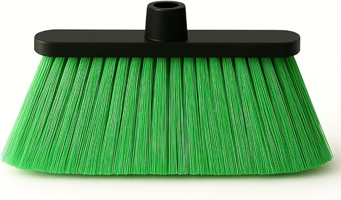 Healing Atlas ALMA Apple Green 14" Soft Sweep Broom Head – Lightweight Flagged Bristles – 7/8" Universal Thread – Recycled PP(Apple-Green, ALMA)