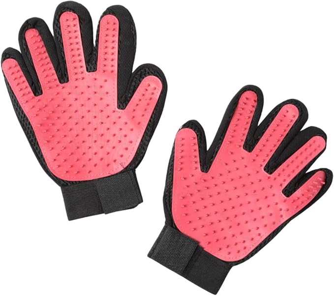 HappiTails Pet Grooming Gloves – 1 Pair – Deshedding & Bath Massage Mitts for Dogs & Cats – Choose from 5 Colors – Adjustable, Reusable & Easy to Clean (Pink)