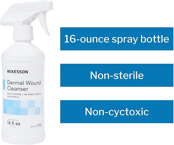 McKesson Dermal Wound Care Cleanser Spray, 16 oz [6 Count] First Aid Wash Solution for Minor Injuries, Cuts, Burns, Scrapes, Sores