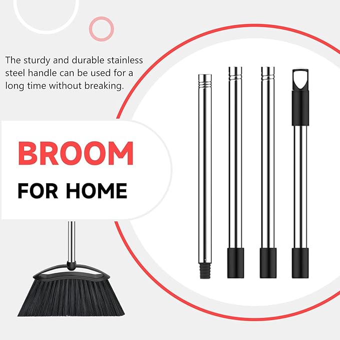 EZKEY Heavy Duty Broom, 54-inch Adjustable Long Handle Angle Brooms Large Brooms for Sweeping Indoor and Outdoor Commercial Broom for Home Kitchen Patio Garage Porch Courtyard Classroom, Black