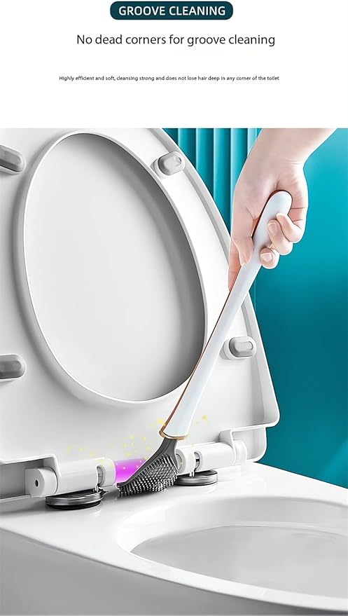 Modern Flexible Silicone Toilet Caspa for Home 2025 Silicone Toilet Wand Bowl Brush and Holder Cleaning Set Wall Mounted Rubber Bathroom Toilet Scrubber Bowl Cleaner Brushes with Dispenser (Green)