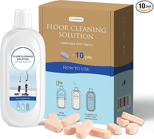 Nukisa 10 Bottles Compatible with Tineco Cleaning Solution Pet 500ml Per Bottle Orange Scents Floor Cleaner Compatible with All Robot Vacuums with Mopping and Cordless Wet/Dry Vacuum (Orange Scents)