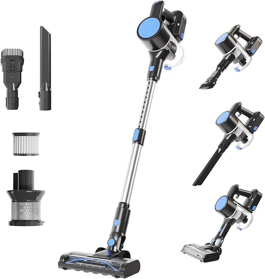 NEWBULIG Cordless Vacuum Cleaner, Lightweight Stick Vacuum for Home with Anti-Tangle and LED Lights, Powerful Rechargeable Wireless Cleaners for Hardwood Floors Carpet Pet Hair