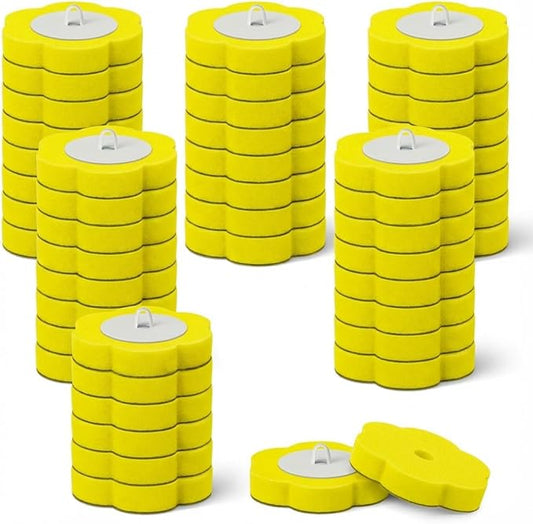 Disposable Toilet Brush for Bathroom Cleaning, Toilet Brush and Holder Set, Deep Cleaning Toilet Bowl Cleaner with Replaceable Heads, Hygienic Storage Design (Replacement Heads - 24pcs Yellow)