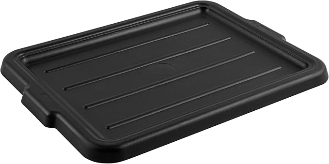 Restaurantware-LID ONLY: RW Clean 23.2 Inch x 16.9 Inch Bus Tub Lid, 1 Snap-On Lid For Bus Box - With Handles, Black Plastic Restaurant Tub Lid, Bus Tub Sold Separately