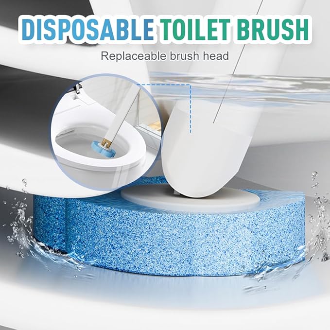 Disposable Toilet Cleaning System: Toilet Brush & Holder Kit with 18PCS Pre-Soaked Cleaner Wall-Mount Scrubbing Toilet Brush Bathroom Cleaning Kit (White)