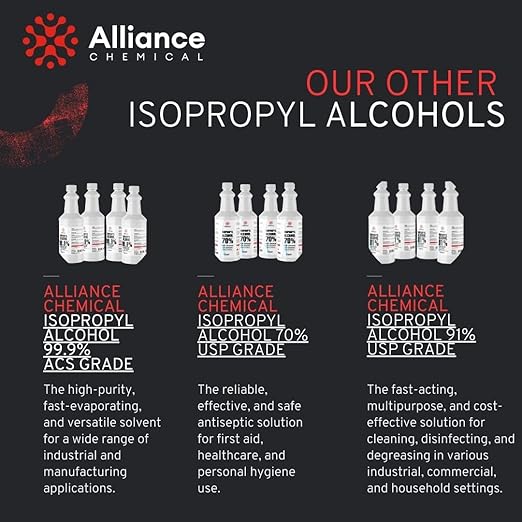Alliance Chemical Isopropyl Alcohol 99% - 1 Quart Spray Bottle - High-Purity Concentrated Rubbing Alcohol for Effective Cleaning - Quick-Drying, Domestically Sourced IPA