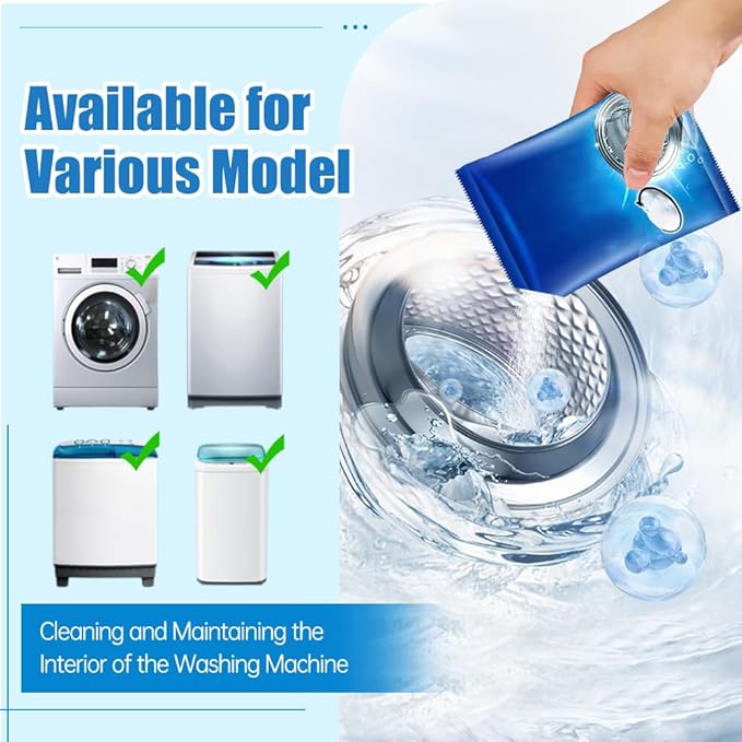 Washing Machine Cleaner, 2026 New Powerful Stain Remover for Washing Machine Tanks - Deep Clean Solution for HE Top Load and Front Load Washers, Descaler for Drum, Tub & All Internal Parts (5Pack)