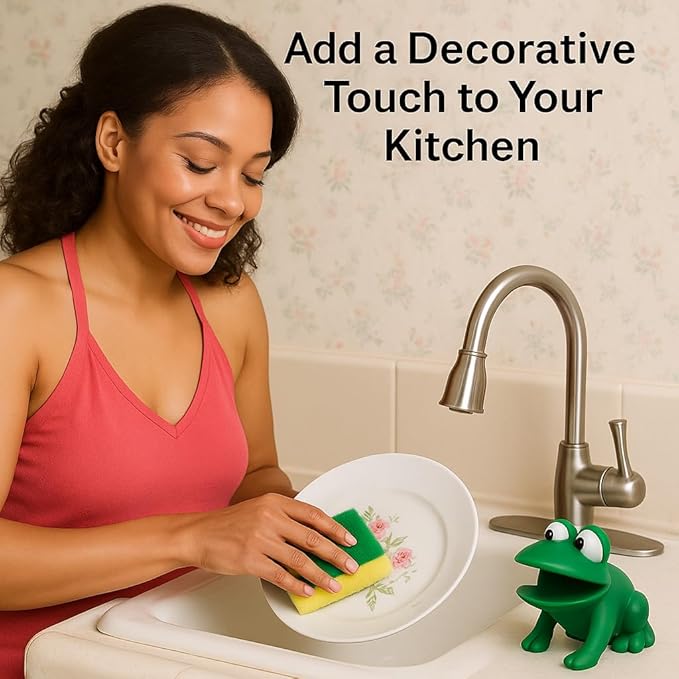 Frog Sponge Holder for Kitchen Sink – Cute Animal Design with Dual-Sided Sponge – Fun Novelty Gift for Counter, Sink, or Dishwashing – Dependable Industries Inc. Essentials