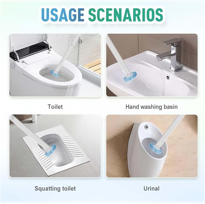 Disposable Toilet Brush, Disposable Toilet Cleaning Tool Set with Holder & Refills, Toilet Brush Holder with Extended Handle and 18 Pcs Brush Refills for Bathroom (Grey)