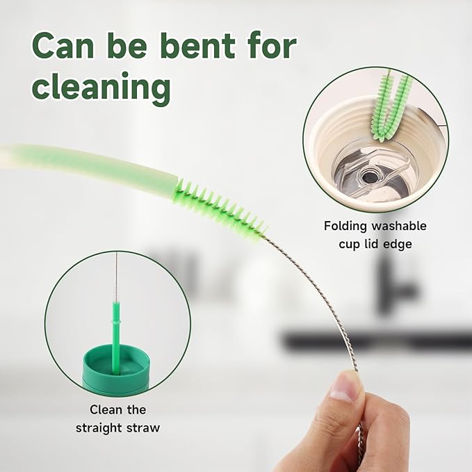 KLeXiC 9PCS Reusable Long Colored Straw Cleaner Brush Set 12" Bendable,Capable of Cleaning Various Metal, Silicone, Plastic, Bamboo,Glass Straws Tubes Diameters Ranging from 4-16mm
