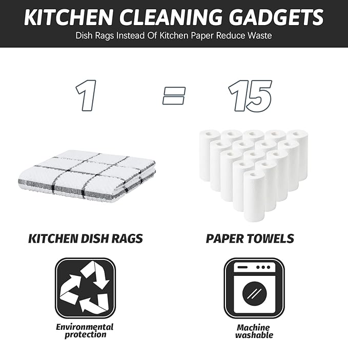 Nialnant 12 Pack Kitchen Dish Cloths,100% Cotton Soft Absorbent Quick Drying Dish Rags for Kitchen,Washing Dishes,Cleaning Rags