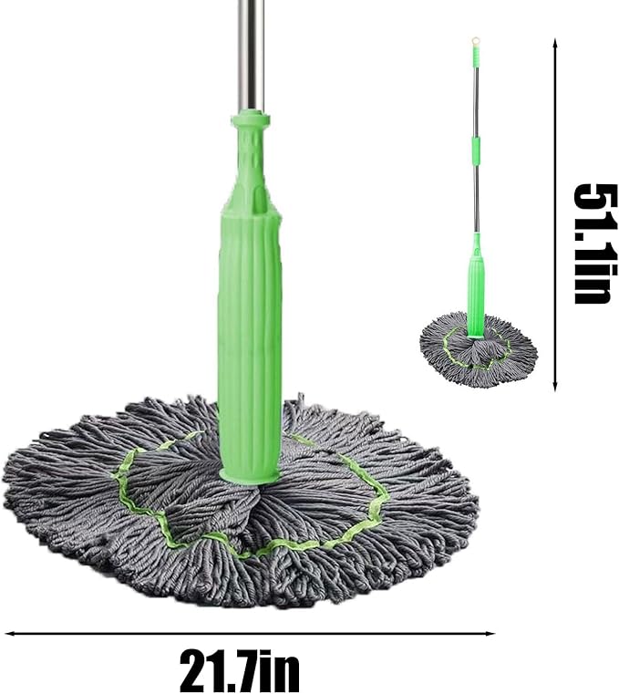 Generic 2 in 1 Dehydrated Mop, Self Wringing, Microfiber Head, Floor, Tile, Vinyl, Green, 1PCS