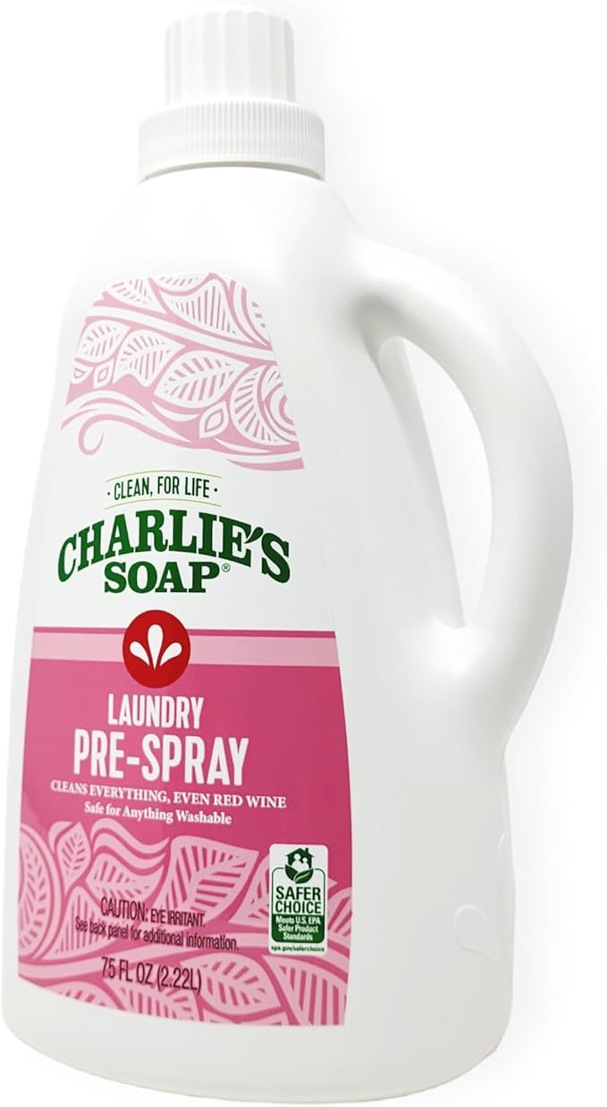 Charlie’s Soap Laundry Pre-Spray Stain Remover Refill (75.0 fl oz), Natural Laundry Pretreat and Stain Remover (One 75oz Refill)