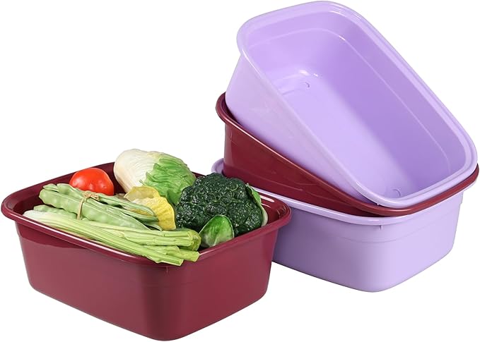 Saedy 14 Qt Plastic Dish Pan, Pack of 4 Rectangular Washing Basin
