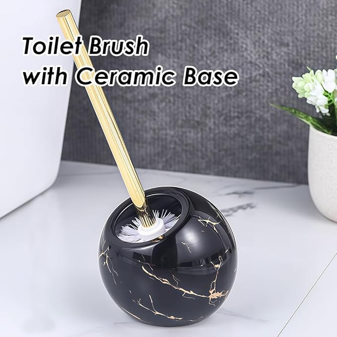 Toilet Brush and Holder Set - Toilet Bowl Brush and Holder with Sturdy Bristles Bathroom Accessories Toilet Cleaner Brush for Bathroom (Black)