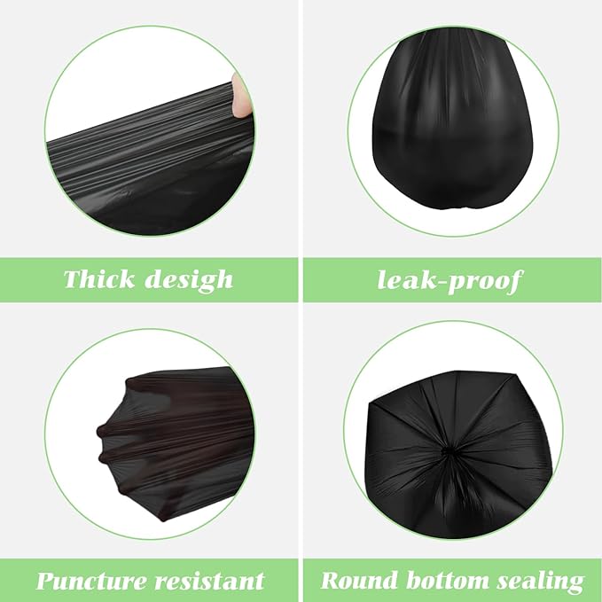 5 Gallon 180 Counts Small Strong Trash Bags Garbage Bags by RayPard, fit 18-20 Liter, 4.5-5,5.3 Gal trash Bin Liners for Home Office Kitchen Bathroom Bedroom, Black