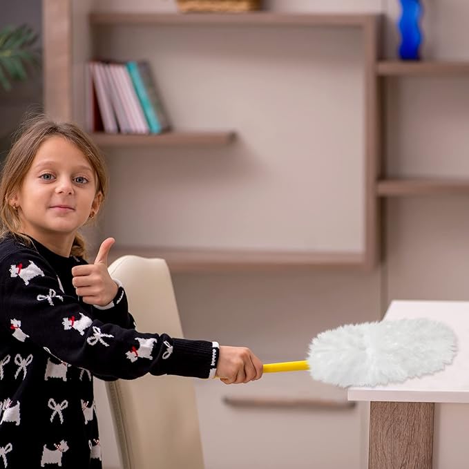 Vesici 300 Pcs Duster Refills Compatible with Swiffer Dusters Bulk Disposable Replacement Thickened with 1 Handle Heavy Duty for Cleaning, Office (White)