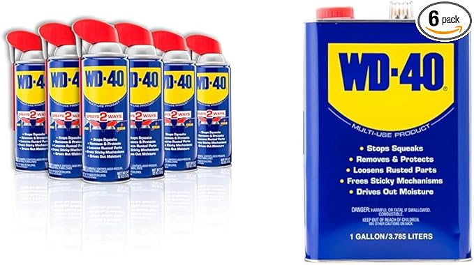 WD-40 Original Formula, Multi-Use Product with Smart Straw Sprays 2 Ways,12 OZ [6-Pack] & Multi-Use Product, One Gallon