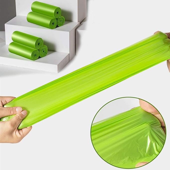 Trash Bags Biodegradable, Strong Rubbish Bags, Trash bags Recycling & Degradable Garbage Bags, Compostable Bags (Green, 13 Gallon)