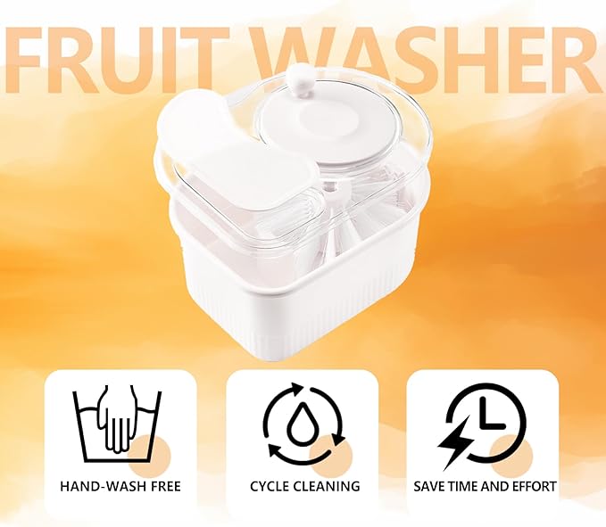 Fruit Cleaner Spinner, Large Fruit Washer Spinner, Fruit Cleaner Spinner with Fruit Washer Bowl and Brush, Vegetable Fruit Spinner Washer,Fruit and Vegetable Scrubber (White)