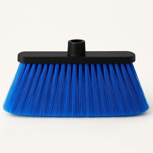 Healing Atlas LUZIA Blue 14" High-Density Push Broom Head – Soft Flagged Tips – Universal 7/8" Thread – Indoor/Outdoor – Eco-Friendly Recycled PP (Blue, LUZIA)