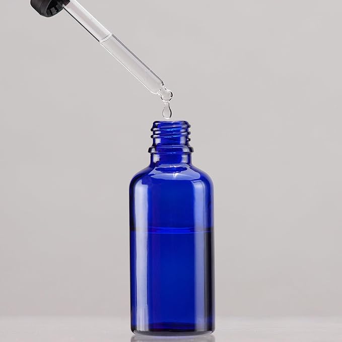 YIZHAO Blue Glass Dropper Bottle 2oz, Tincture Bottles with Glass Dropper, for Essential Oils, Aromatherapy, Cosmetic, Laboratory, Pharmacy, Liquids, Travel –12 Pcs