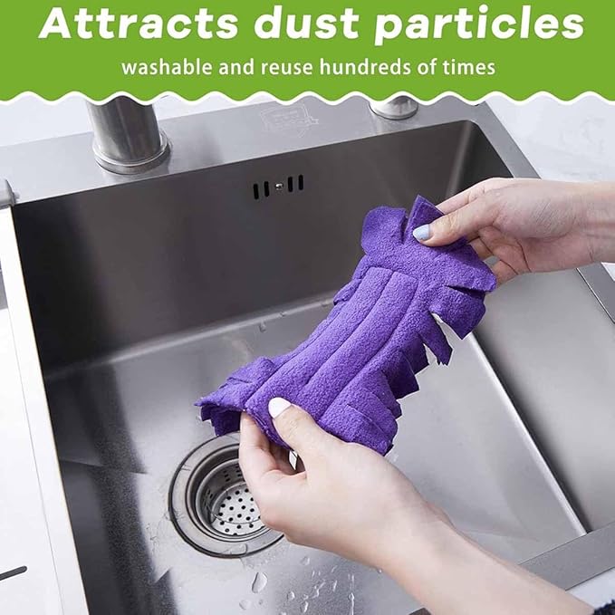 360°Electrostatic Duster Refills — The Sustainable Choice for a Dust-Free Home, Reusable & Washable Microfiber Duster Heads with Strong Electrostatic Adsorption,for Home (1 Handle + 5 Refills)