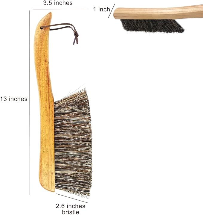 Counter Brush for Furniture Patio Woodworking Drafting Cleaning, Wooden Handle with Horsehair Bristle Bench Brushes, 13 Inches Hand Broom
