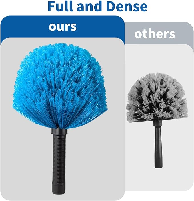 3 Pack Screw on Webster Cobweb Duster Head for Pole,Spider Web Remover Brush, Cobweb Duster Head Attachment,Fits Standard 3/4 inch Threaded Poles (3, Blue)
