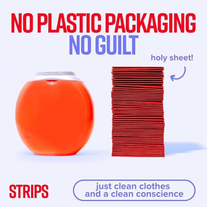 STRIPS Laundry Detergent Sheets Fresh Linen Scented (30ct, 60 loads) Eco Liquidless Soap, Travel-Friendly, Dissolves in Hot & Cold, Hypoallergenic, Tackles Tough Stains & Odors