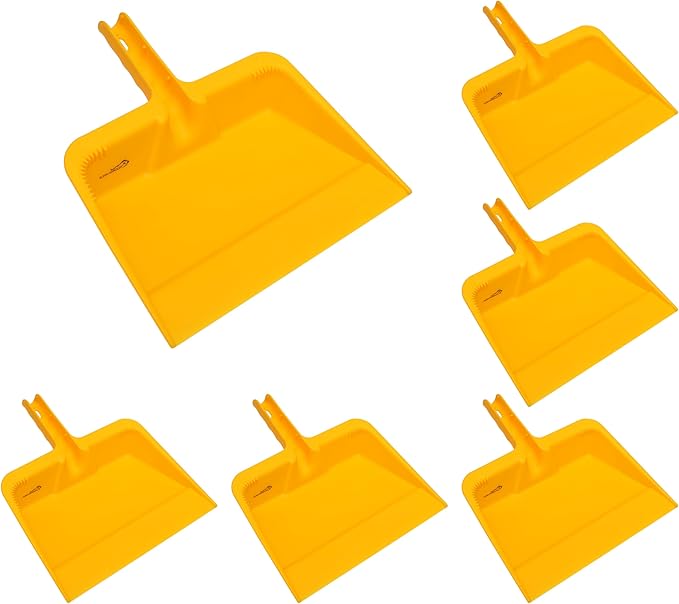 KLEEN HANDLER Heavy-Duty Plastic Handheld Dust Pan for Indoor/Outoor Commercial & Residential Use in Kitchen, Garage, Decks and More, Pack of 6