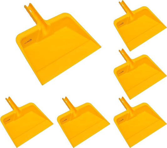 KLEEN HANDLER Heavy-Duty Plastic Handheld Dust Pan for Indoor/Outoor Commercial & Residential Use in Kitchen, Garage, Decks and More, Pack of 6