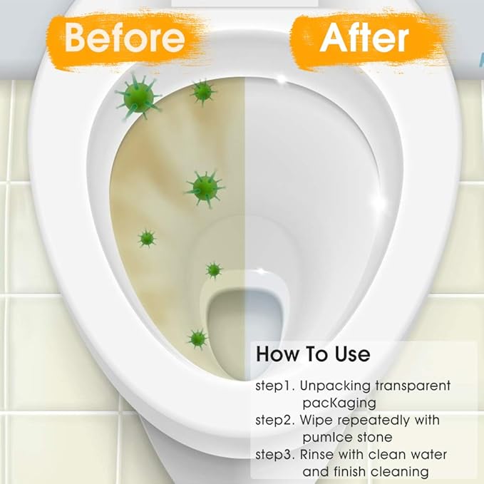 2 Pack Toilet Cleaner Hard Water Build up Remover with Ergonomic Handle, Toilet Bowl Stain Ring Remover, Pumice Stone Toilet Cleaner Tool Stain Remover for Toilet, Pool, Bathroom, Sink