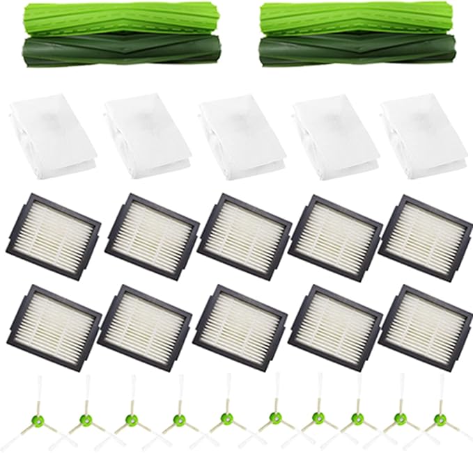 Amyehouse Brush Hepa Filter Accessory Kit Replacement Compatible with Roomba I & J Series i1 i3 i4 i6 i7 i8 J7 J5 J6 J8 J9 Including 2 Extractor 10 Filters 10 Side Brush & 5 Bags