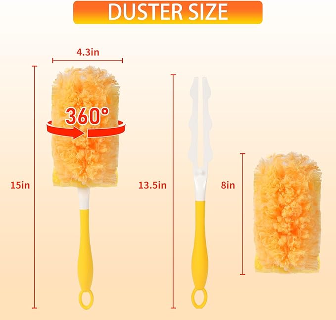 36 Count Heavy Duty Duster Refills for Swiffer Dusters with 1 Handle, 360° Multi-Surface Larger Size Feather Duster, Disposable Duster Kit for Cleaning Home, 4X Microfibers, Unscented