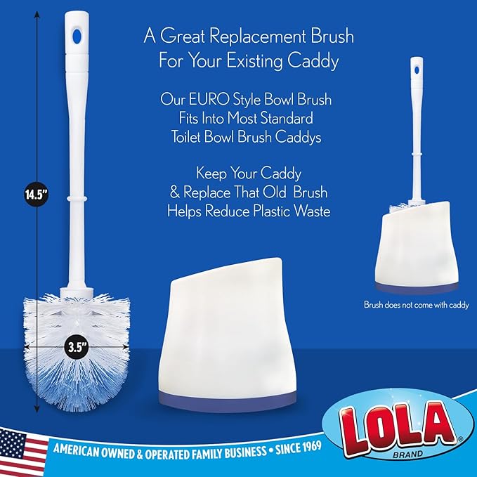 LOLA Classic Toilet Brush, Durable Fiber Stiff Bristles, Compact Size, Non-Scratch, Long-Lasting - 1 Pack