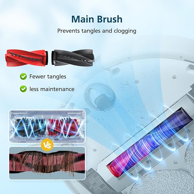 Qrevo S5V Replacement Parts for Roborock Qrevo S5V / Curv/Edge/Edge S5A / Curv S5X, Accessories include 1*Set Main Brush, 4*Mop Pads, 6*Vacuum Bags, 4*Hepa Filters, 4*Side Brush, 2*Cleaning Tool