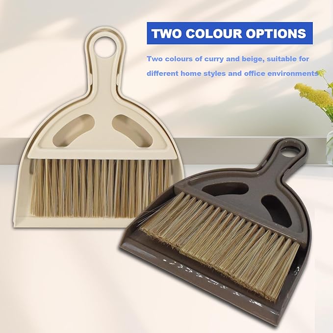 BSMstone Mini Broom and Dustpan Set Hand Broom with Dustpan Portable Housekeeping Cleaning Tools for Desk,Counter,Sofa,Kitchen,Office,Nest (Off White)