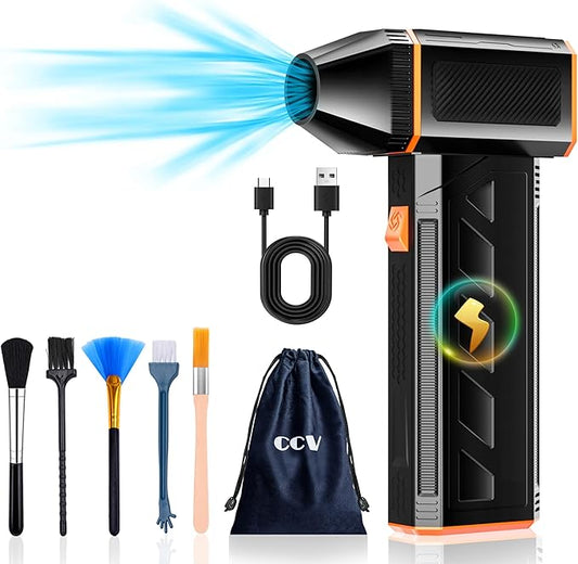 CCV Compressed Air Duster - 130000RPM Electric Air Duster for Cleaning Keyboard&PC 3 Gears Adjustable Rechargeable Cordless Jet Dry Blower Air Blower for Car and Home (US-F31)