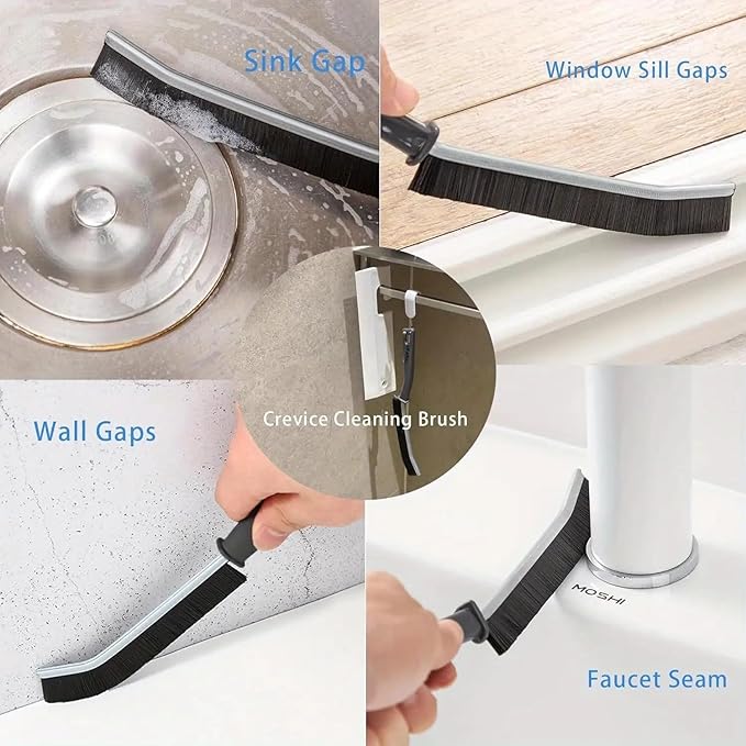 5-Pack Beveled Cleaning Brushes– HardDurable Stiff Bristle Scrub Brushes for Tight Gaps, Bathroom, Kitchen & Tile Cleaning – Multi-Purpose Gap Cleaner Tool for Hard-to-Reach Spaces, Non-Slip Handle
