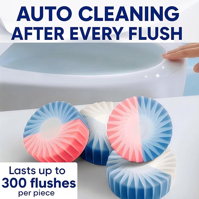 KELITE Automatic Toilet Bowl Cleaner Tablets, 10 Pack Long-Lasting Toilet Tank Cleaner for Bathroom, Blue Water Freshener, Prevents Stains & Odor, Safe for All Toilets (1, 10 Pack (Pink+Blue))