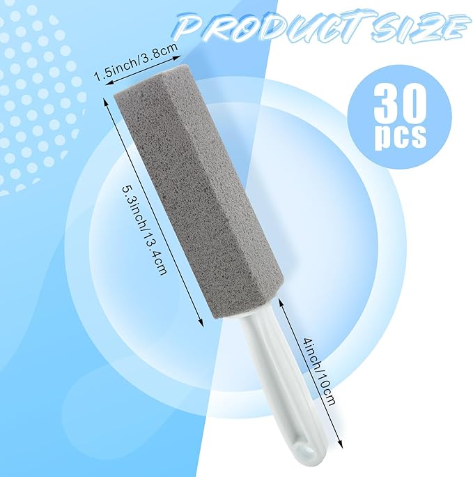 Starvast 30Pcs Pumice Toilet Bowl Brush, Cleaner Pumice Stone with Long Handle, Toilet Stone Brush Block for Bath Grout Pool Kitchen Tubs Showers