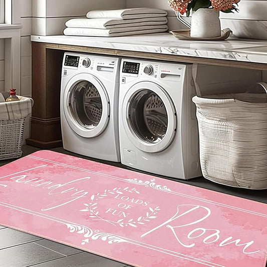 Laundry Room Rug Runner 20"X47" Non Slip Farmhouse Mats Organization and Washable Floor Long Rugs for Laundry Room Accessories Mudroom Kitchen Bathroom Area Rugs Decor