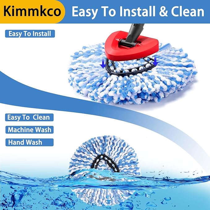 6 Pack Spin Mop Head Replacement for O Cedar RinseClean Spin Mop Refill, Mop Replace Head for Only 2-Tank System, Fluffy Microfiber, Machine Washable