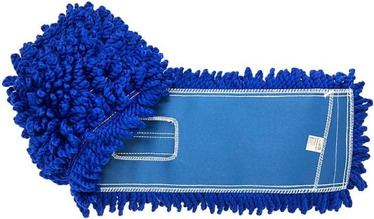 KLEEN HANDLER 36 Inch Microfiber Dust Mop, Large Washable Commercial Mop Head Replacement, Sweeper, Janitorial Supplies, Blue