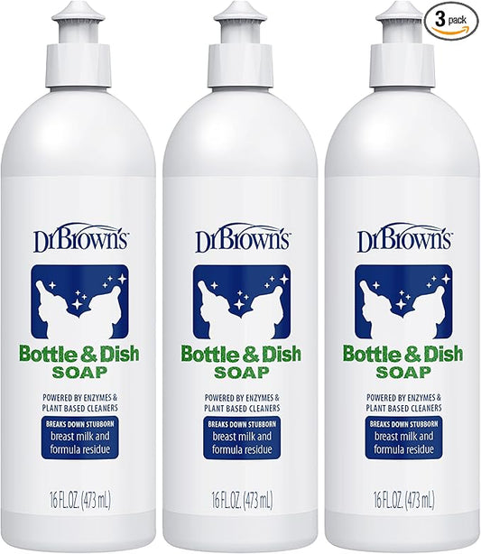 Dr. Brown's Bottle & Dish Soap for Baby Bottles and Baby Accessories, Plant-Derived, Fragrance-Free, 16 fl oz, 3 Pack