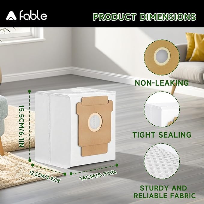 15 pack 104 vacuum bags fit for iRobot Roomba 105 Vac,104/105 Combo,Plus 405/505 Combo,705 Max Vac, Large Capacity Disposable vacuum bags